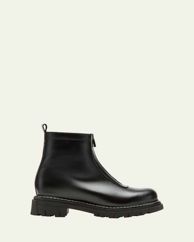 Deon Leather Zip-Up Ankle Booties